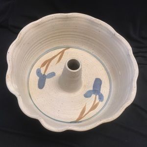 Vintage‎ Handpainted Studio Art Pottery Bundt Cake Baking Pan Mold Stoneware